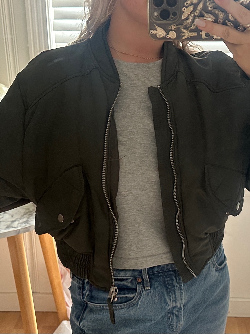 Zara Olive Green Bomber Jacket